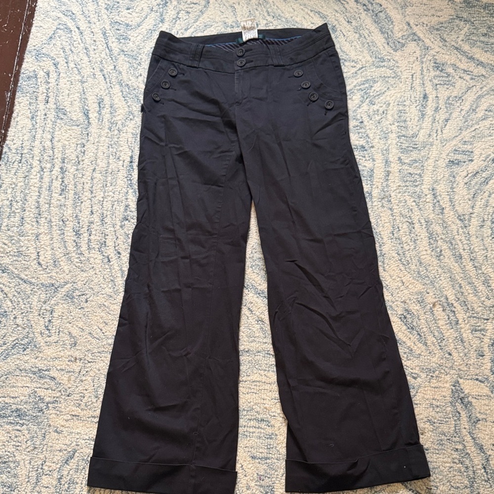 Cartonnier navy wide leg, cuffed cotton sailor pants 4